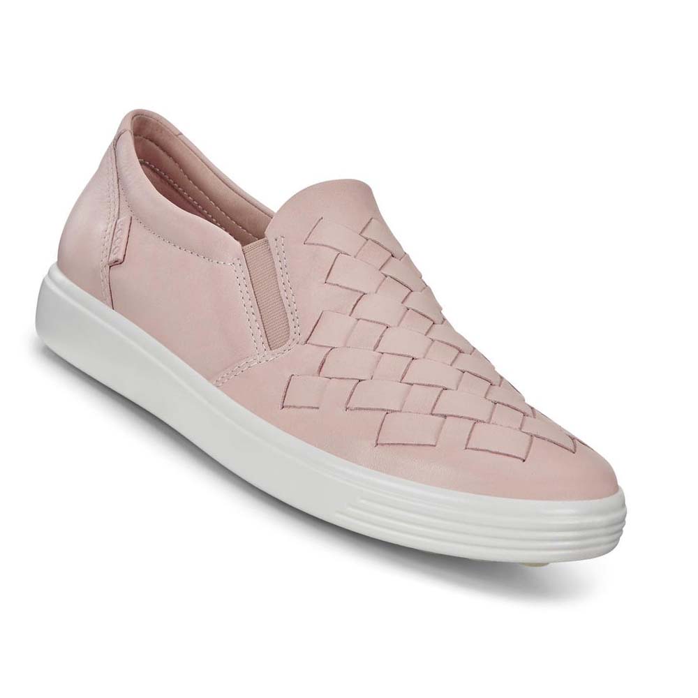 Women's Ecco Soft 7 Woven Casual Shoes Pink | USA 82OKI